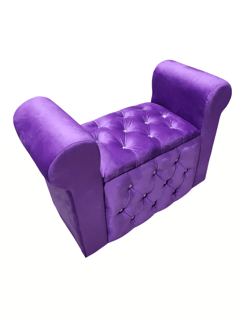 Banqueta Baúl Con Brazos Morado Felpa Diamante 100x40x60 Muebles Rimar -3