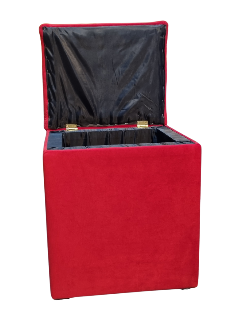 Pouf Baul Rojo Felpa Botone 40x33x50 Rimar-5