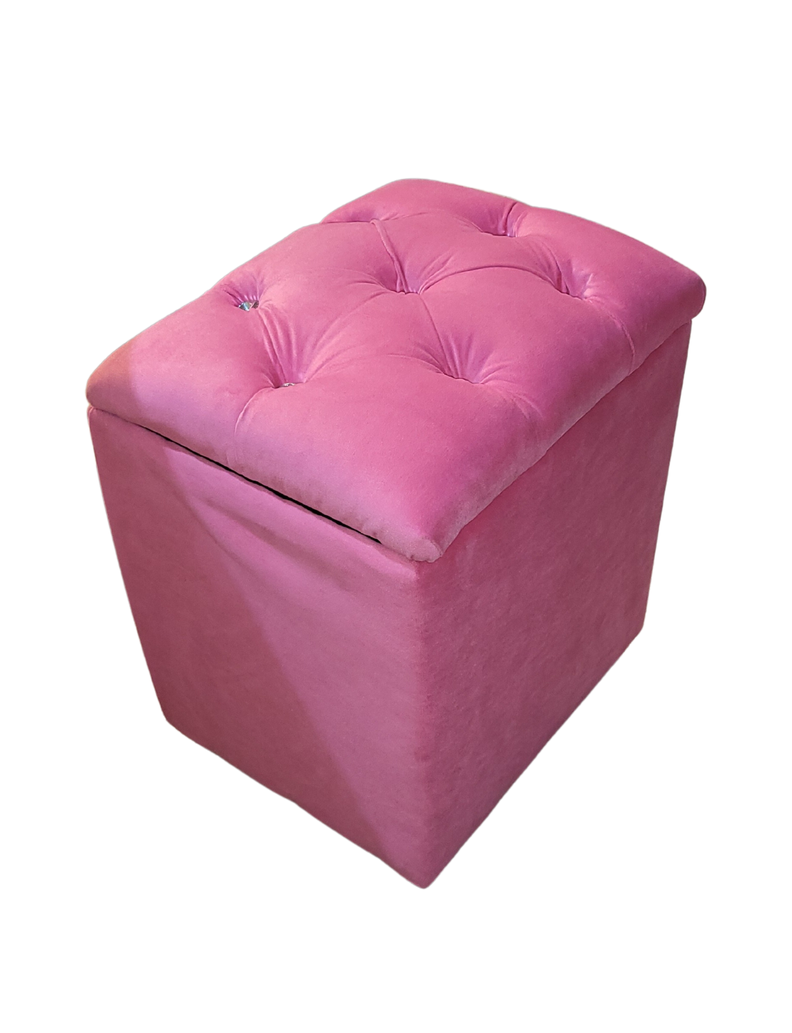 Pouf Baul Capitone Rosado Diamante Felpa Rimar-1