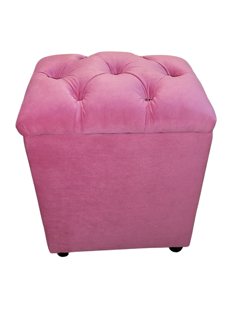Pouf Baul Capitone Rosado Diamante Felpa Rimar-5