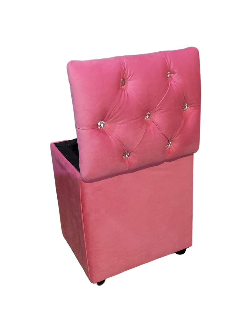 Pouf Baul Capitone Rosado Diamante Felpa Rimar-3