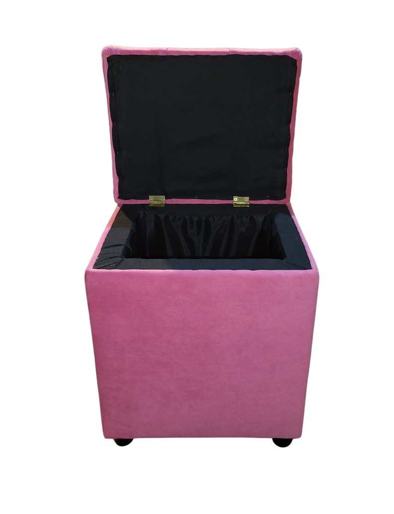 Pouf Baul Capitone Rosado Diamante Felpa Rimar-4