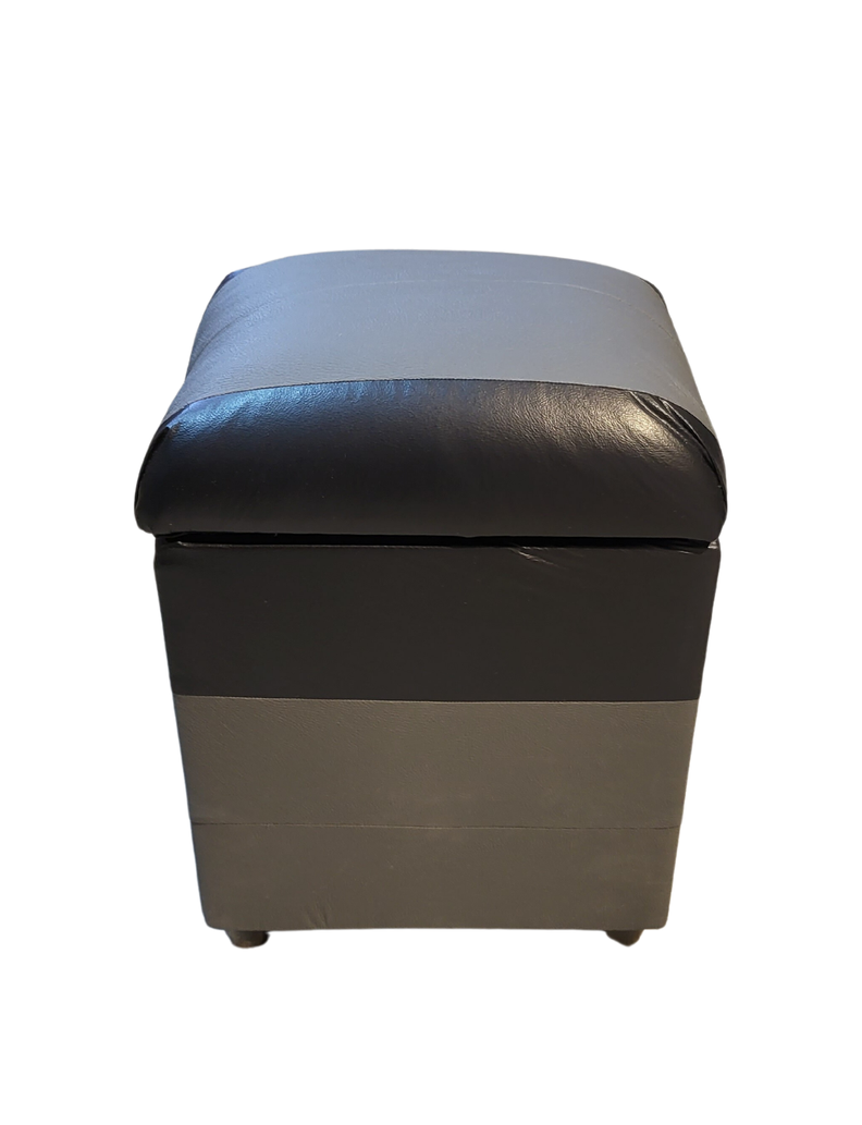 Pouf Baul Bicolor Negro Gris Eco Cuero 40x33x50 Rimar-0