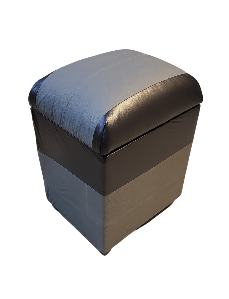 Pouf Baul Bicolor Negro Gris Eco Cuero 40x33x50 Rimar-1