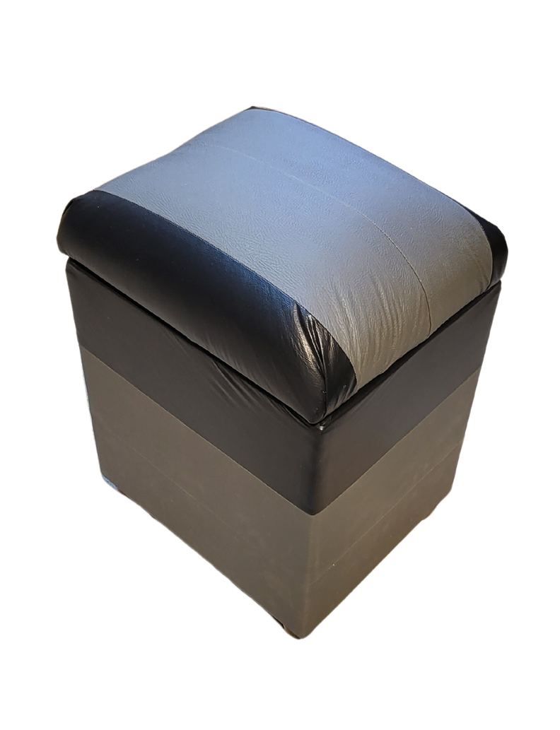 Pouf Baul Bicolor Negro Gris Eco Cuero 40x33x50 Rimar-2