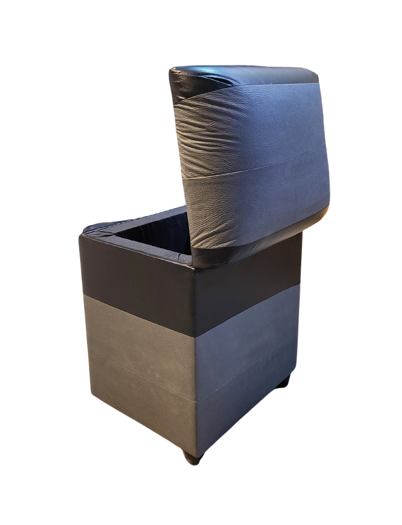 Pouf Baul Bicolor Negro Gris Eco Cuero 40x33x50 Rimar-3