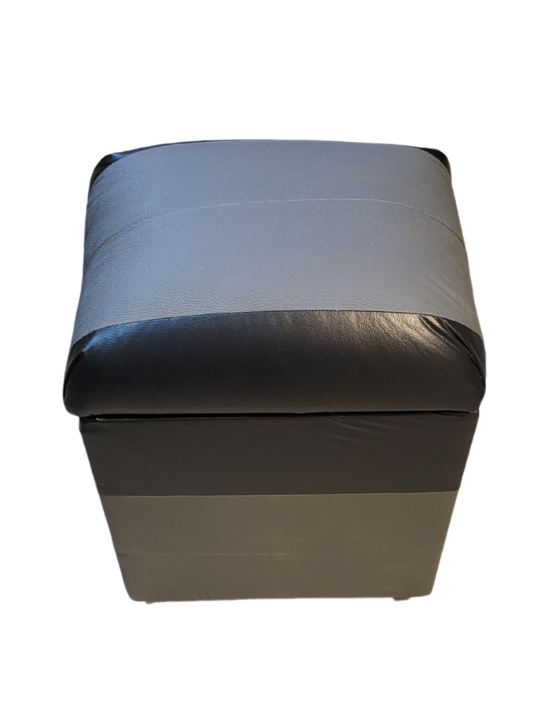 Pouf Baul Bicolor Negro Gris Eco Cuero 40x33x50 Rimar-4