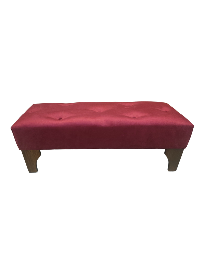Banqueta Botone Burdeo Felpa Muebles Rimar-0