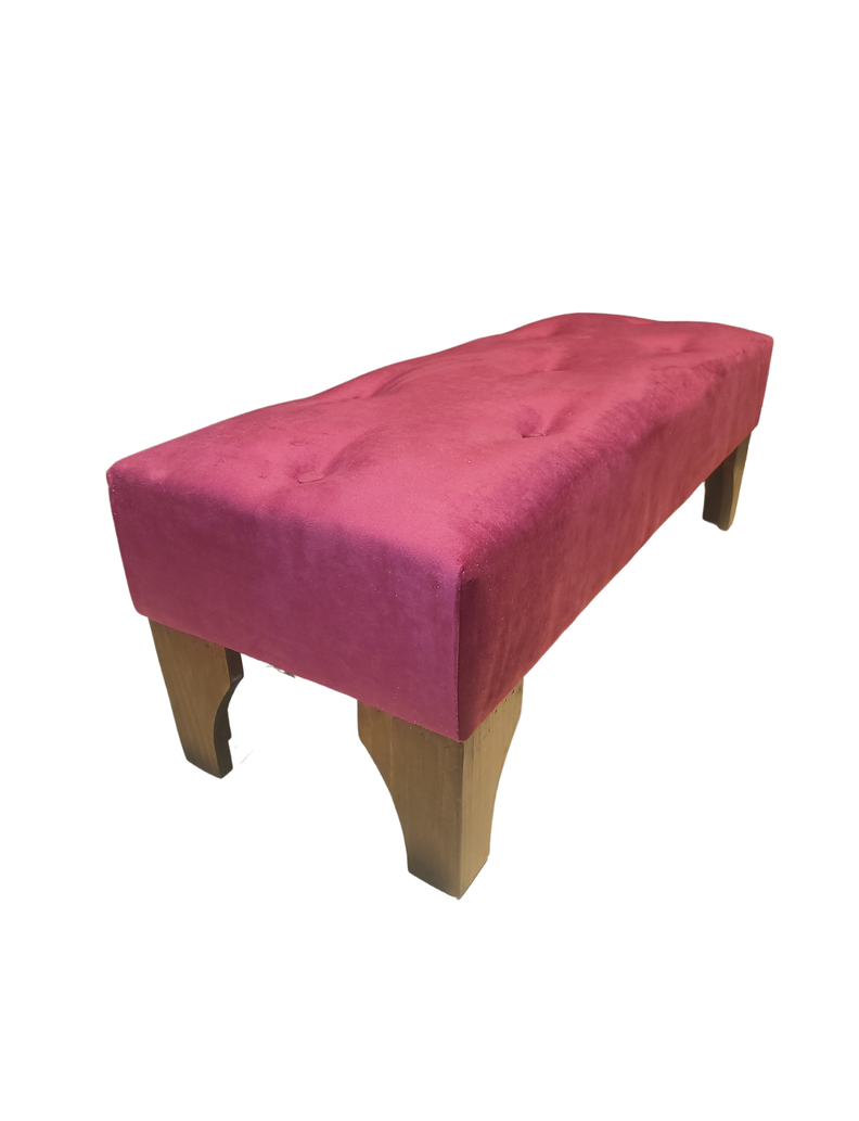 Banqueta Botone Burdeo Felpa Muebles Rimar-1