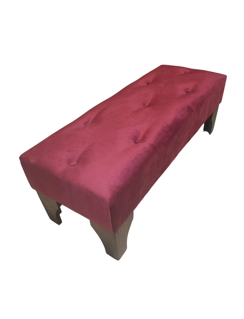 Banqueta Botone Burdeo Felpa Muebles Rimar-4