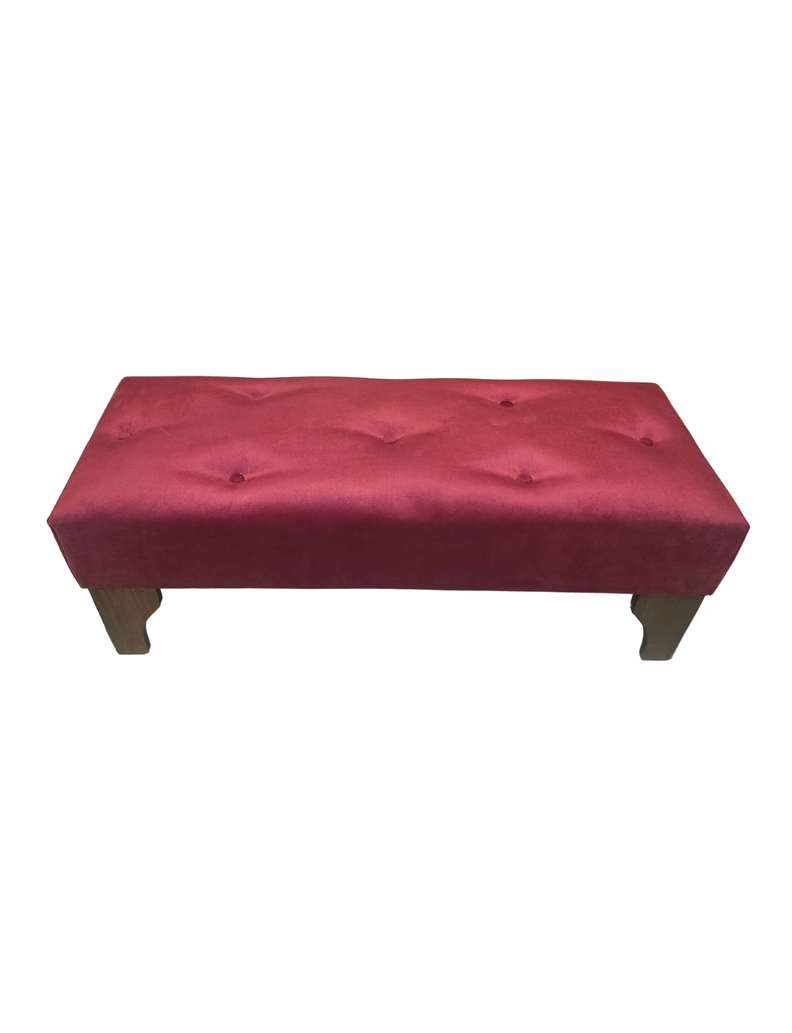 Banqueta Botone Burdeo Felpa Muebles Rimar-3