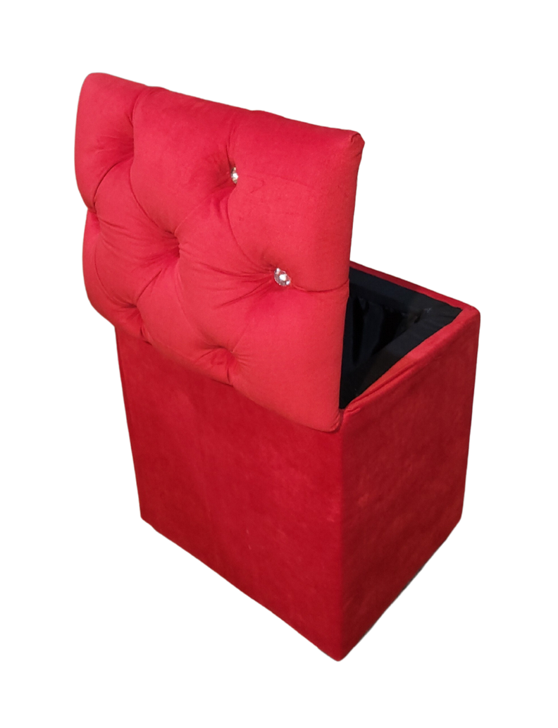 Pouf Baul Capitone Rojo Diamante Felpa Rimar-3
