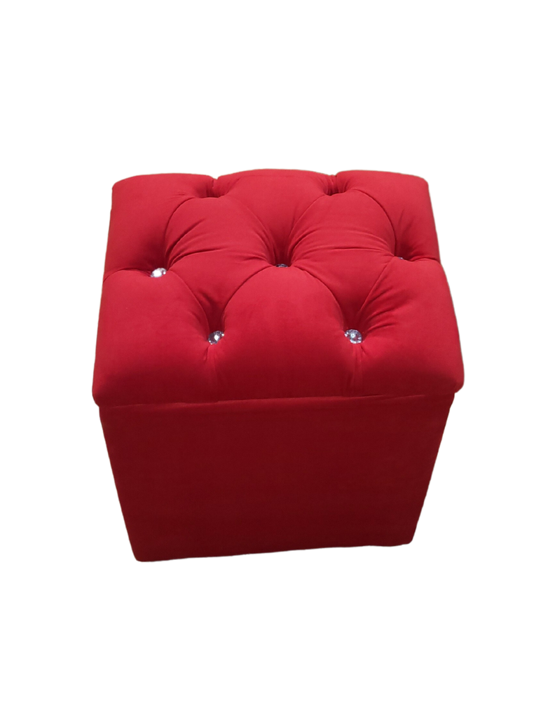 Pouf Baul Capitone Rojo Diamante Felpa Rimar-4