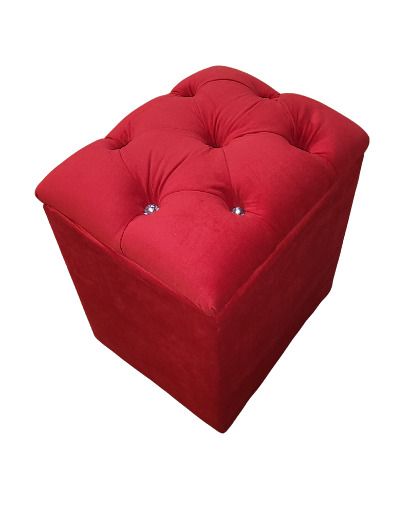 Pouf Baul Capitone Rojo Diamante Felpa Rimar-1