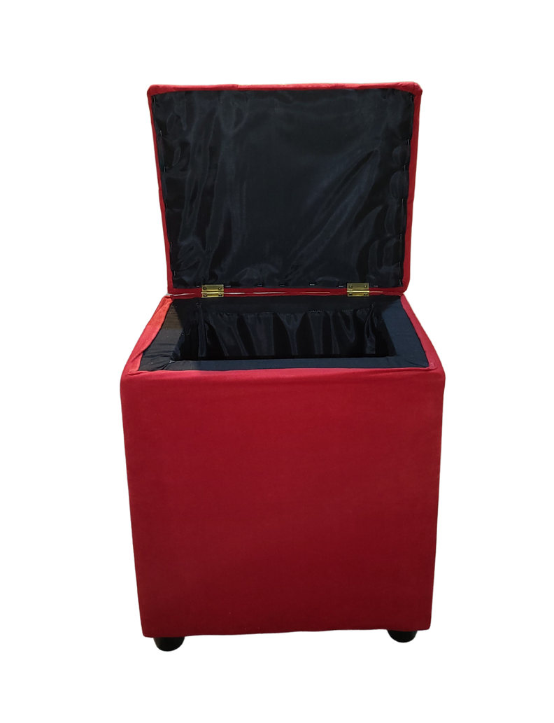 Pouf Baul Capitone Rojo Diamante Felpa Rimar-5