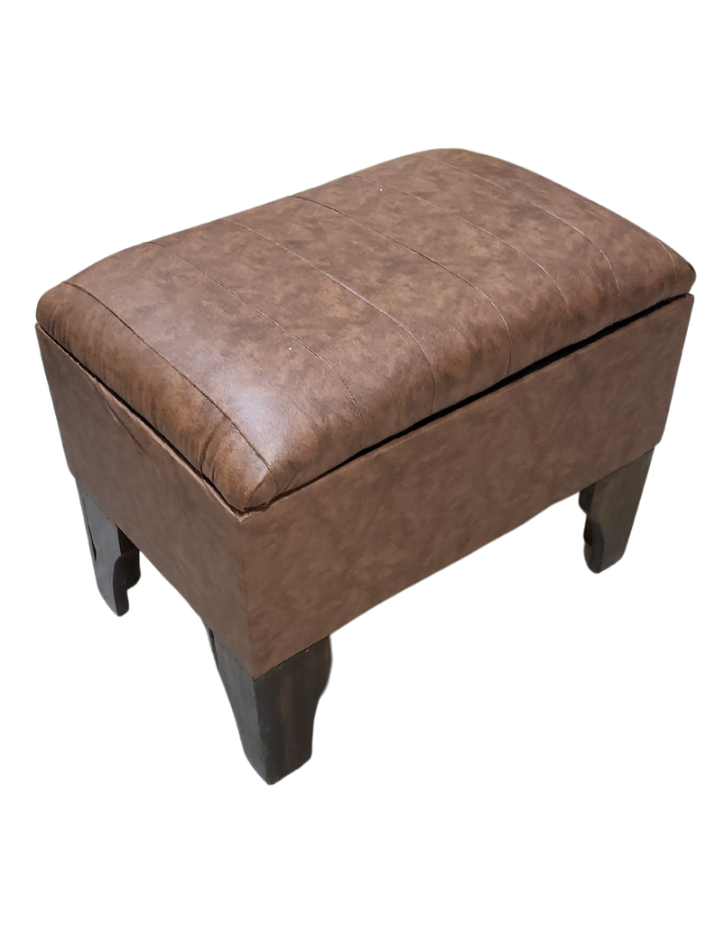Banqueta Baúl Cafe Bicolor Eco Cuero 60x40x45x20 Muebles Rimar-1