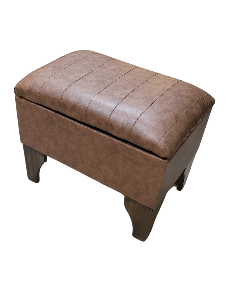 Banqueta Baúl Cafe Bicolor Eco Cuero 60x40x45x20 Muebles Rimar-5