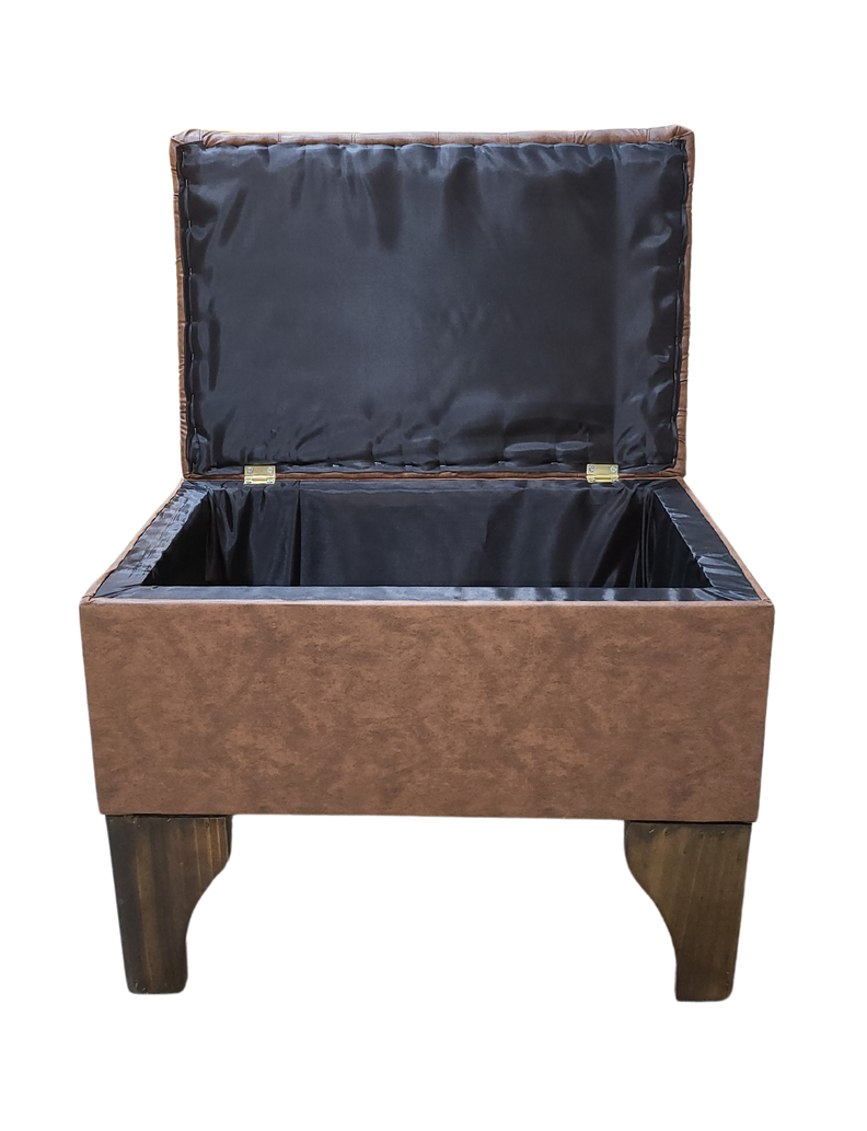 Banqueta Baúl Cafe Bicolor Eco Cuero 60x40x45x20 Muebles Rimar-7