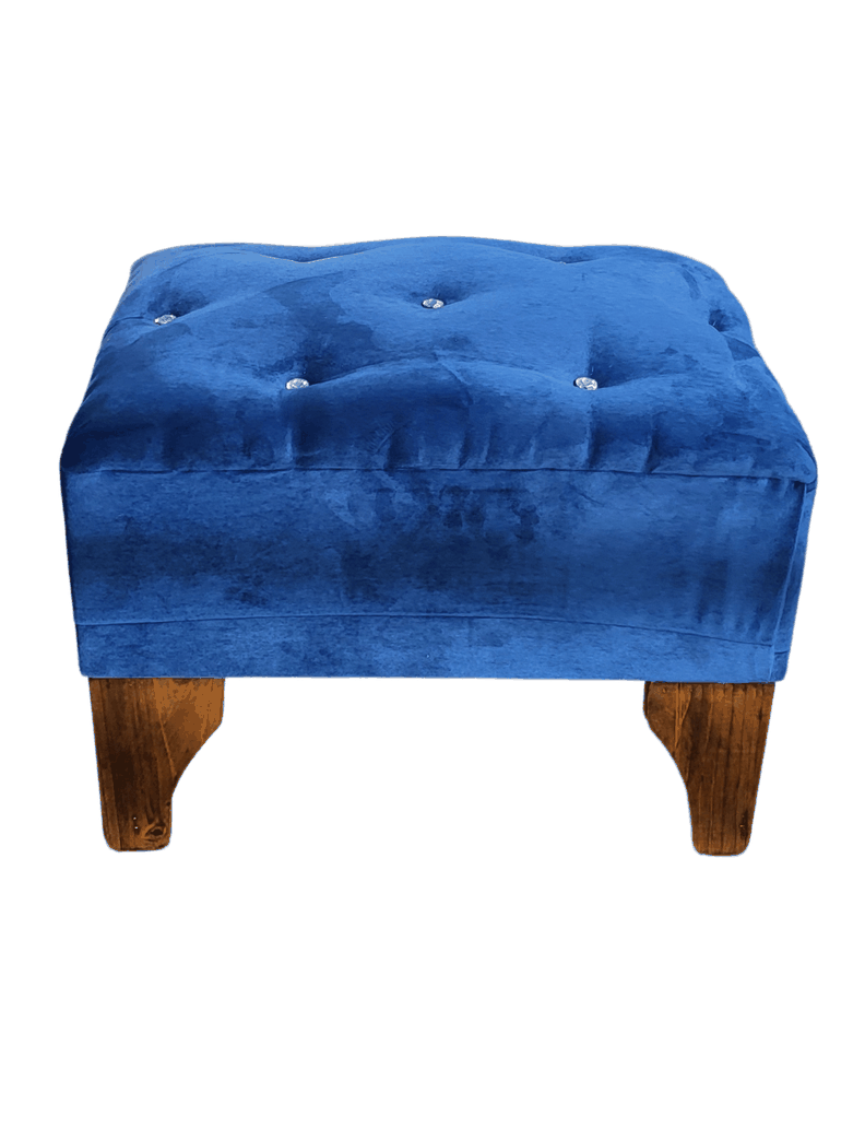 Banqueta Botón Diamante Azul Marino Felpa 60x40x40 Rimar-2