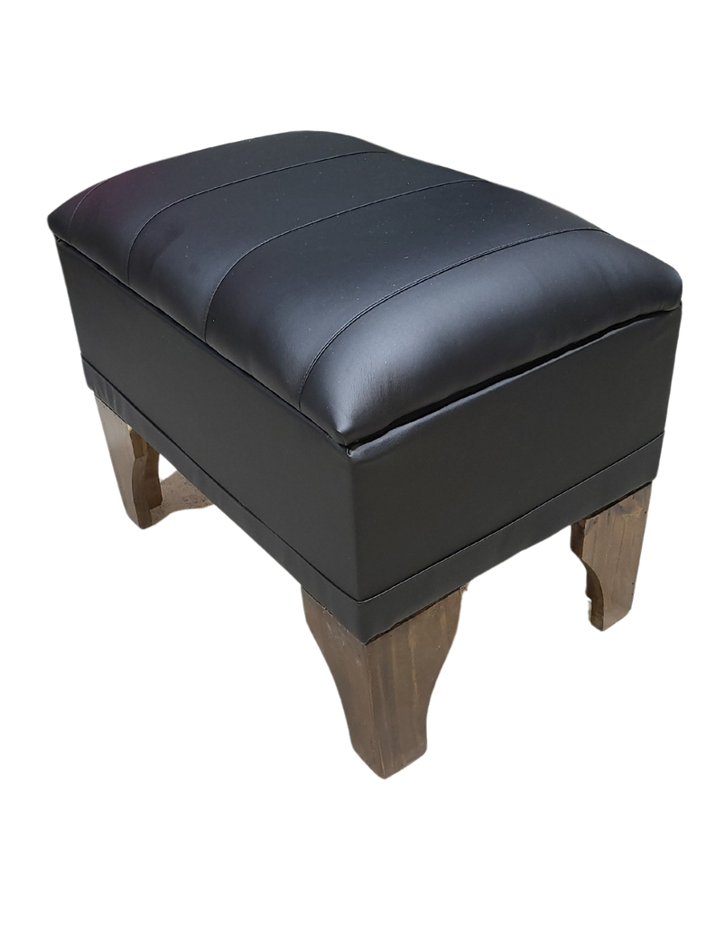 Banqueta Baúl Negro Eco Cuero 60x40x45x20  Muebles Rimar-2