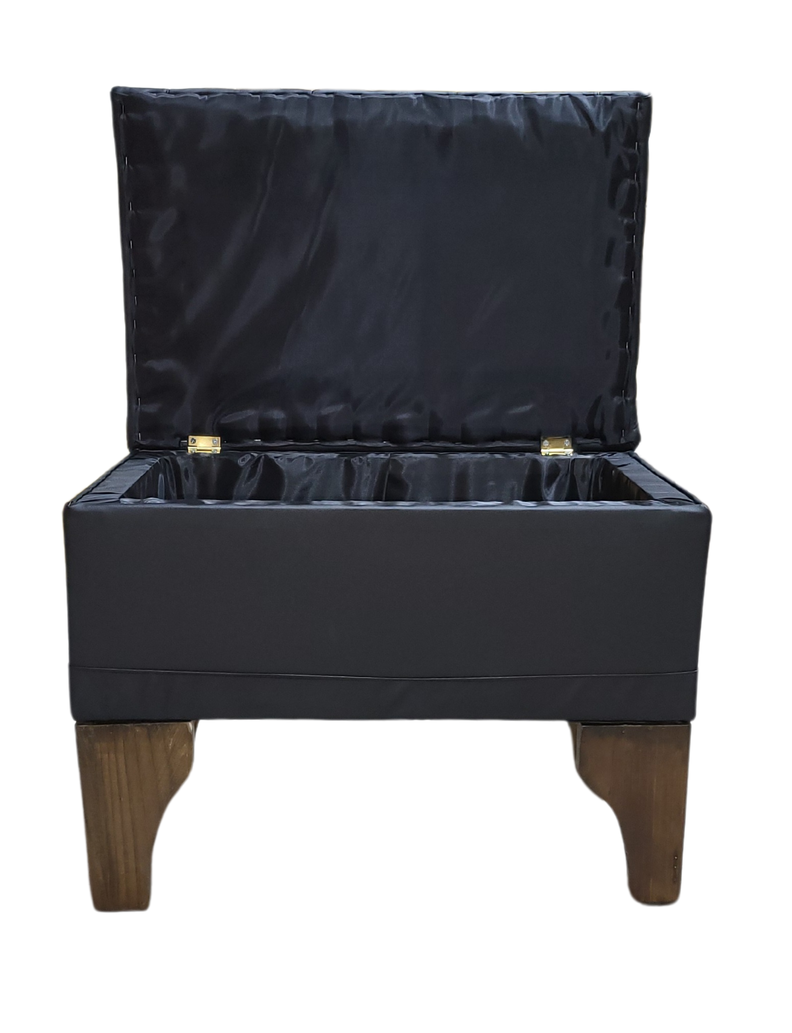 Banqueta Baúl Negro Eco Cuero 60x40x45x20  Muebles Rimar-5