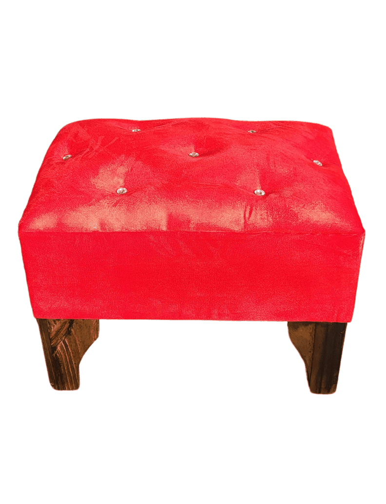 Banqueta Botón Diamante Rojo Felpa 60x40x40 Rimar-0