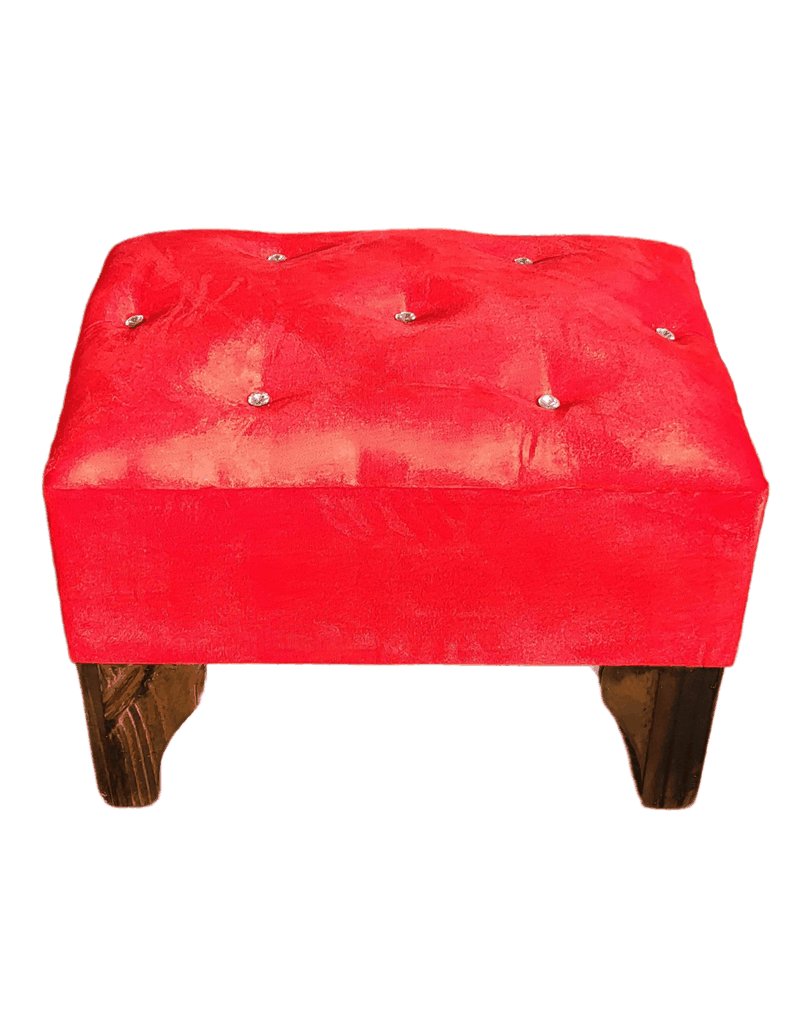 Banqueta Botón Diamante Rojo Felpa 60x40x40 Rimar-2