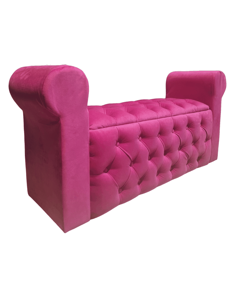 BANQUETA BAUL CON BRAZOS FELPA FUCSIA -0