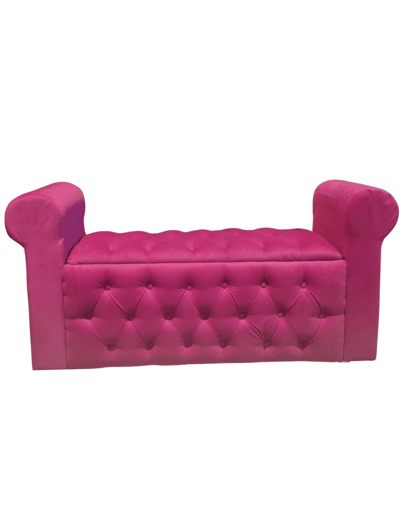 BANQUETA BAUL CON BRAZOS FELPA FUCSIA -1