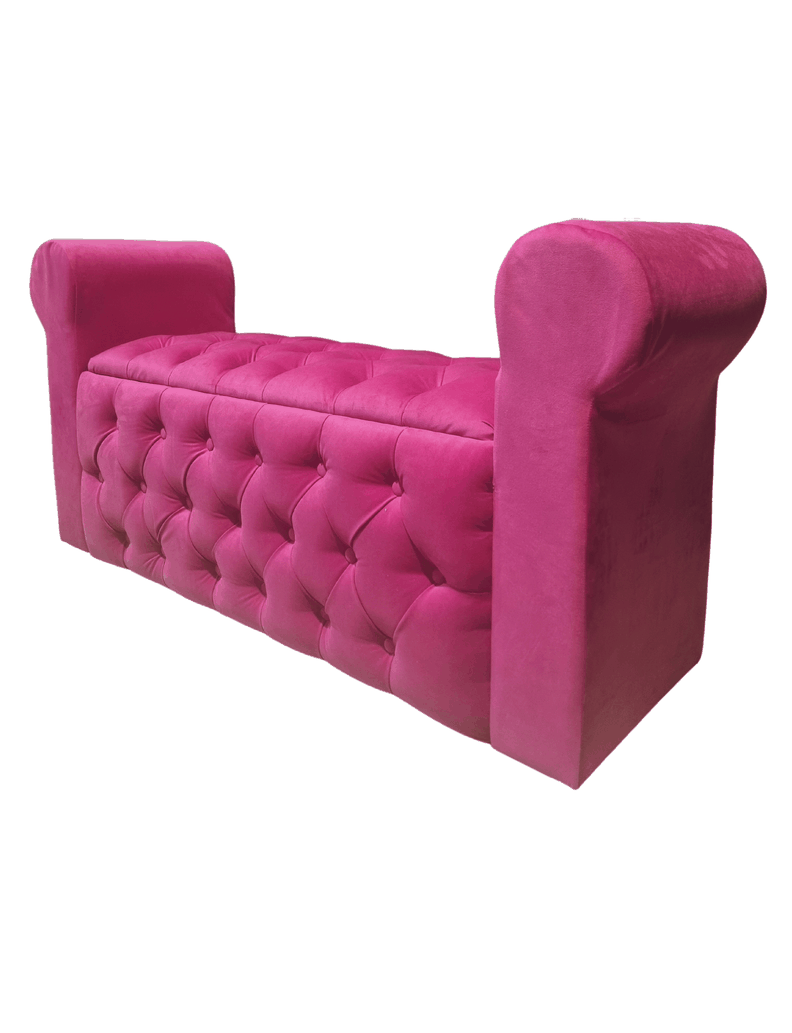 BANQUETA BAUL CON BRAZOS FELPA FUCSIA -2
