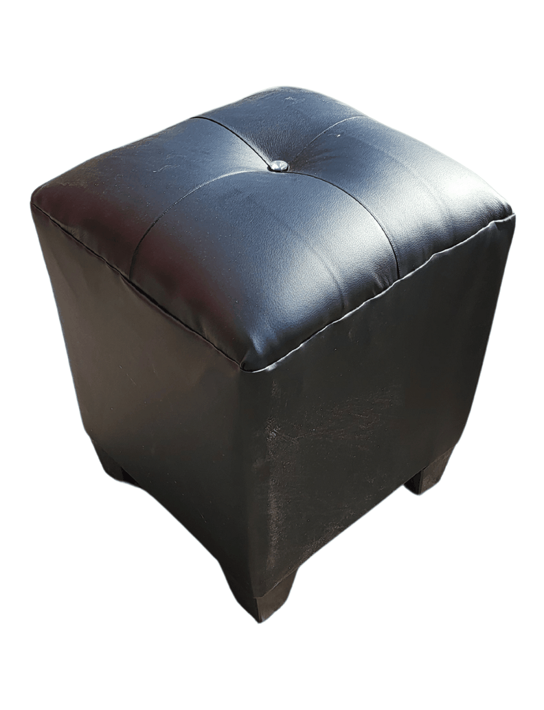 Pouf negro eco cuero Botón Diamante 35x35x42 Rimar-0