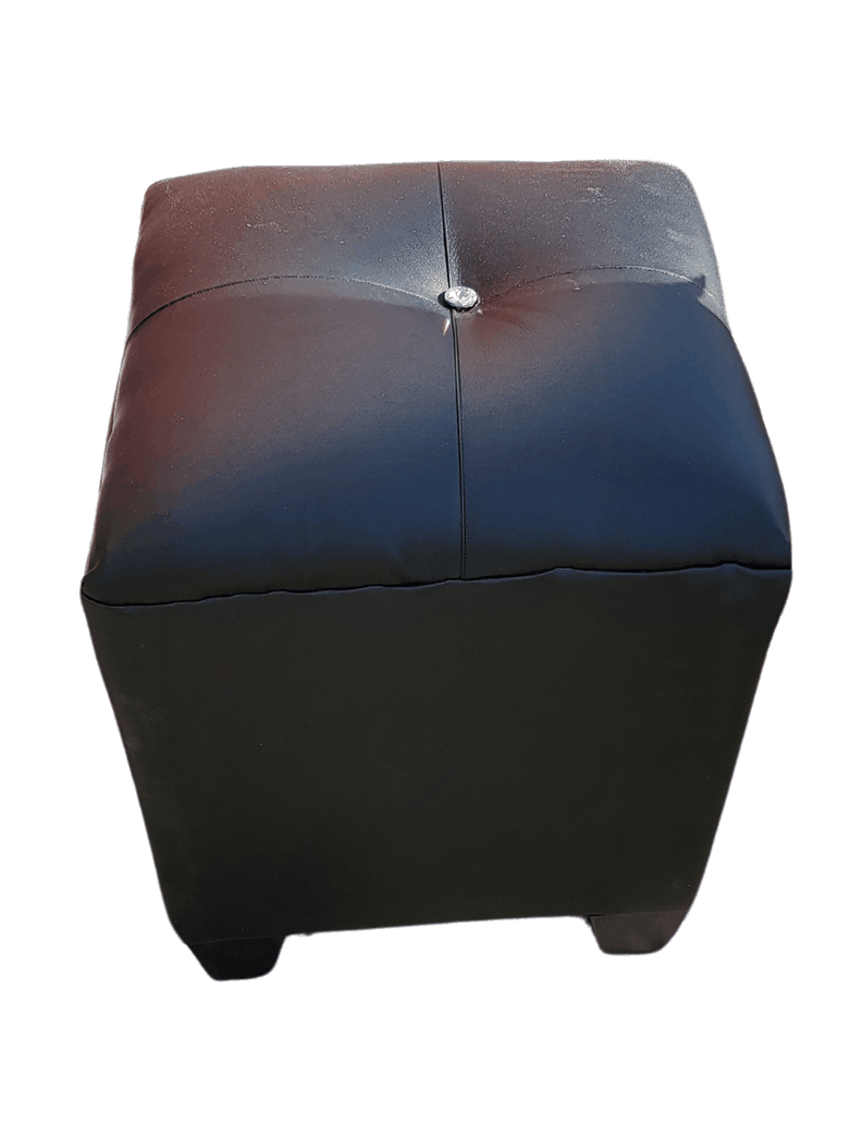 Pouf negro eco cuero Botón Diamante 35x35x42 Rimar-1