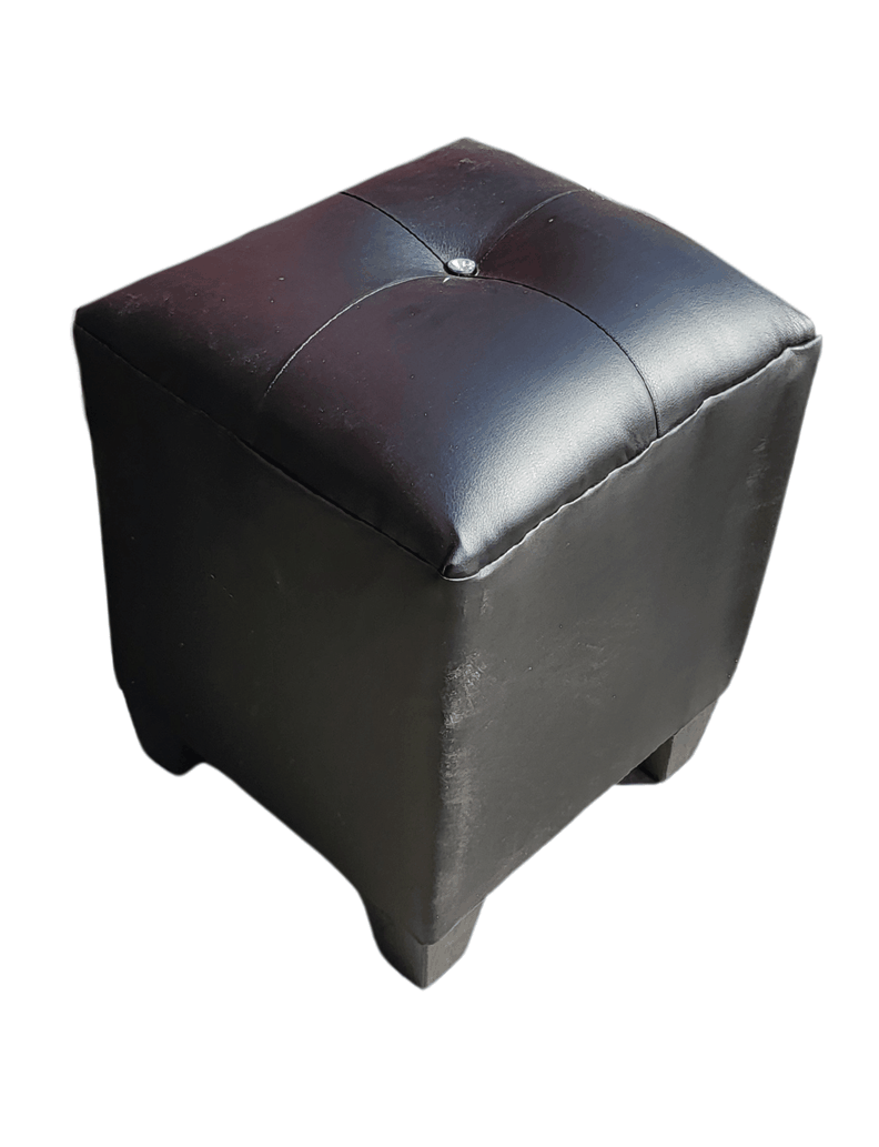 Pouf negro eco cuero Botón Diamante 35x35x42 Rimar-2