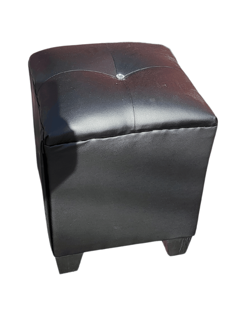 Pouf negro eco cuero Botón Diamante 35x35x42 Rimar-3