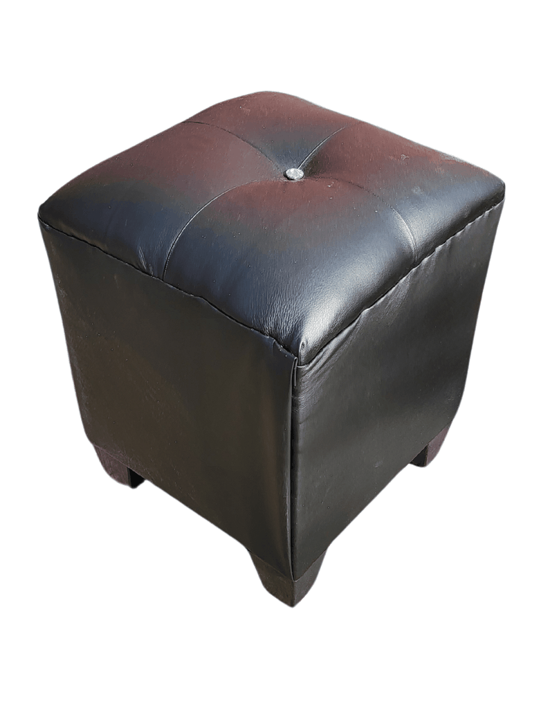 Pouf negro eco cuero Botón Diamante 35x35x42 Rimar-4