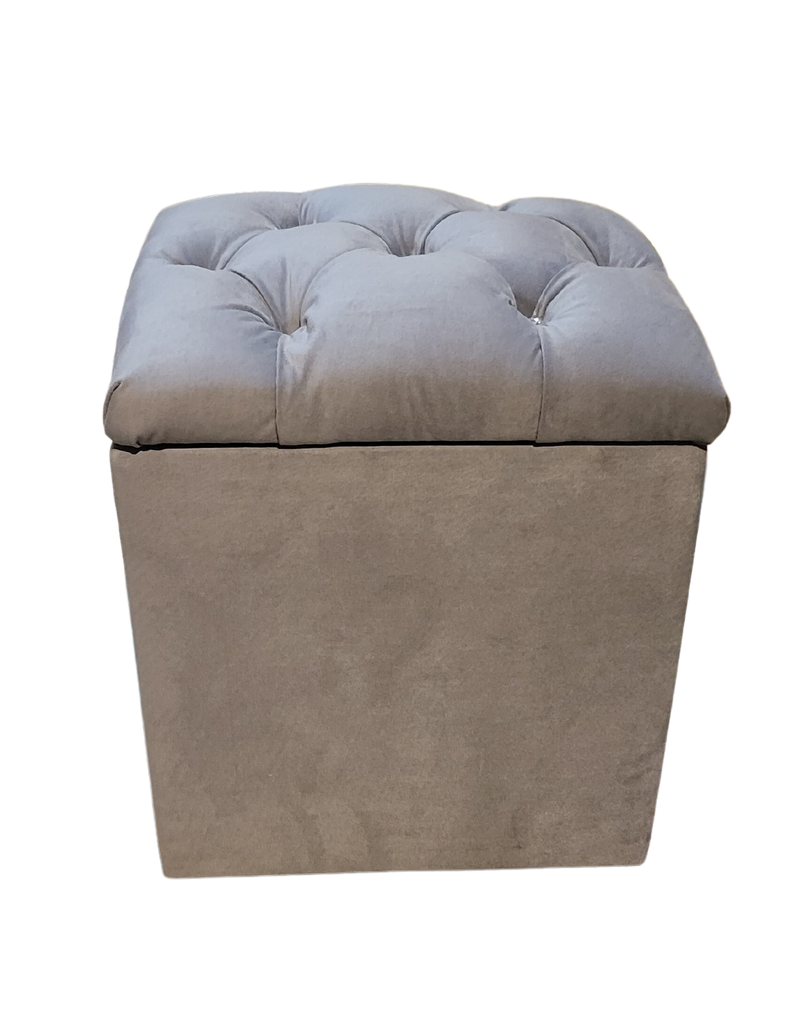 Pouf Baul Capitoné Gris Diamante -0