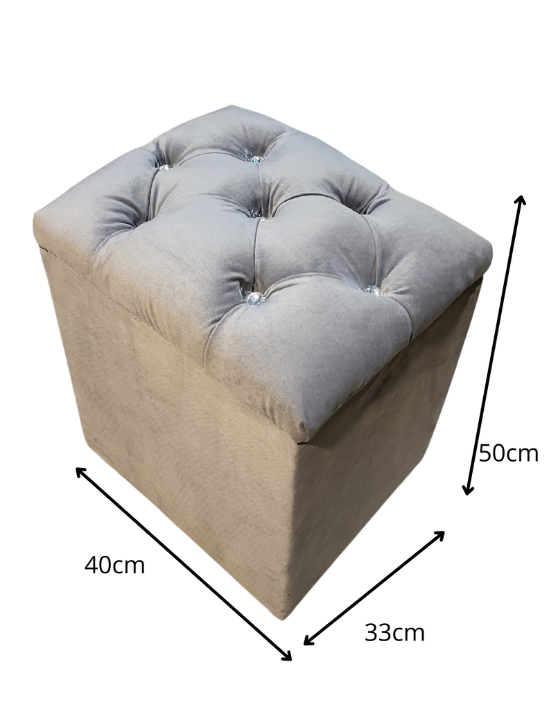 Pouf Baul Capitoné Gris Diamante -1