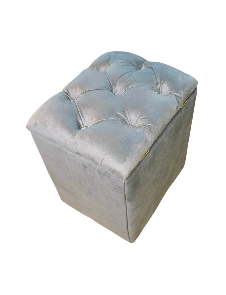 Pouf Baul Capitoné Gris Diamante -3