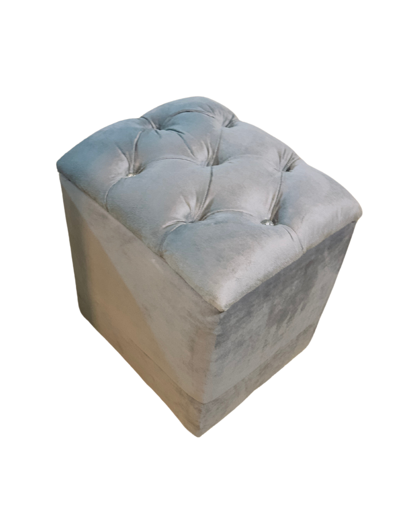 Pouf Baul Capitoné Gris Diamante -4