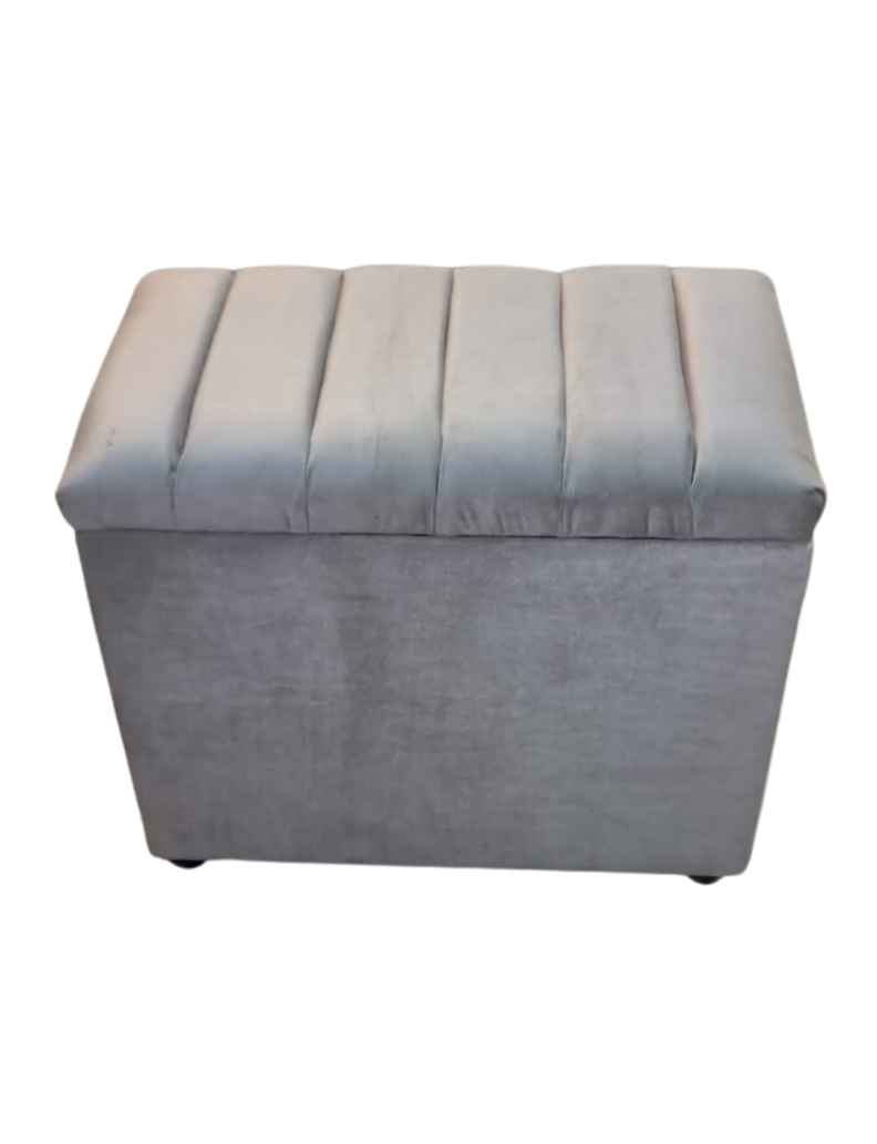 Banqueta Baul Tubular Beige Felpa Rimar-0