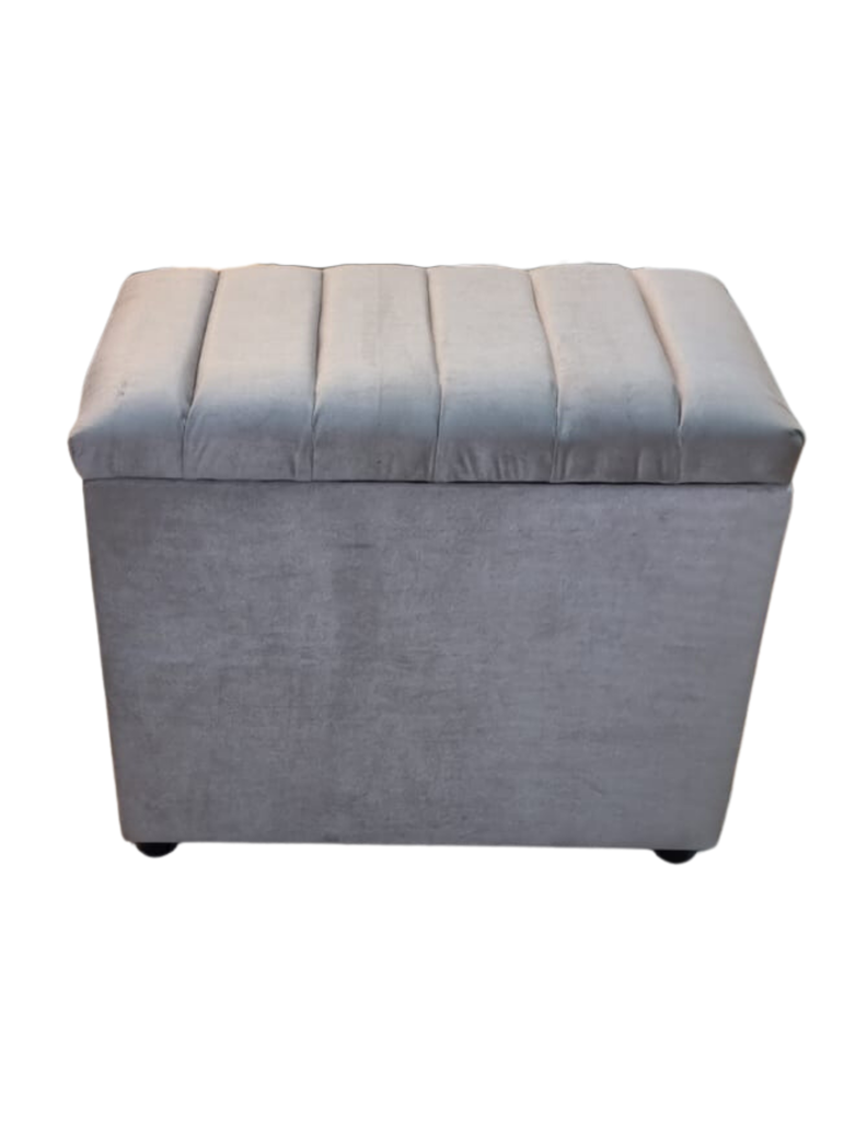 Banqueta Baul Tubular Beige Felpa Rimar-4