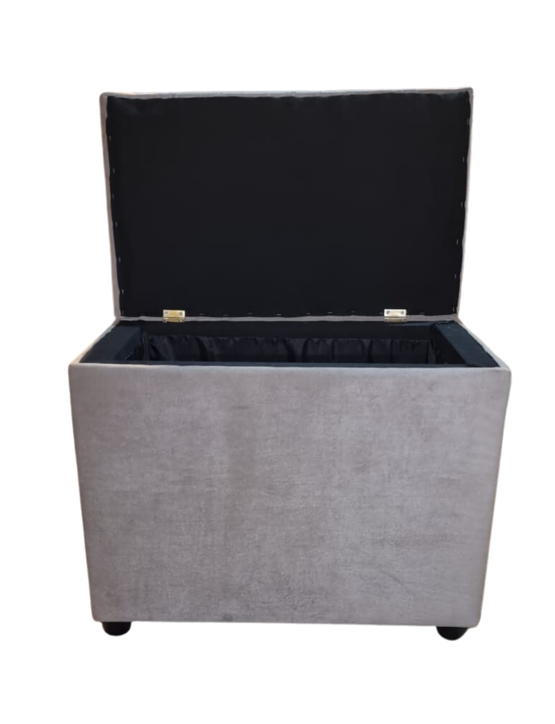 Banqueta Baul Tubular Beige Felpa Rimar-5