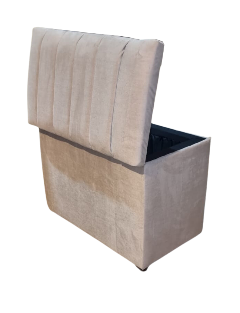 Banqueta Baul Tubular Beige Felpa Rimar-3