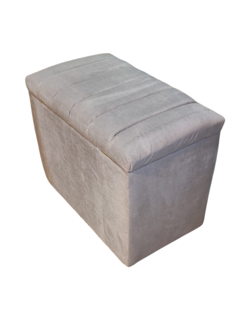 Banqueta Baul Tubular Beige Felpa Rimar-2
