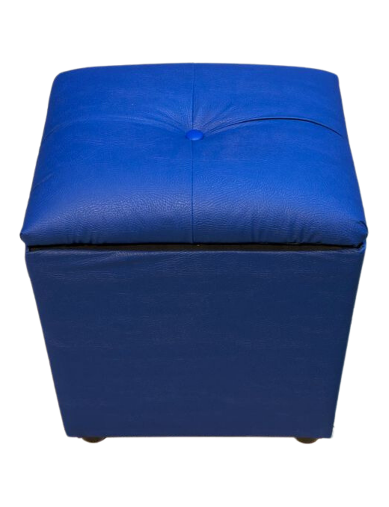 Pouf Baul Azul Eco Cuero Botone 40x33x50 Rimar-0