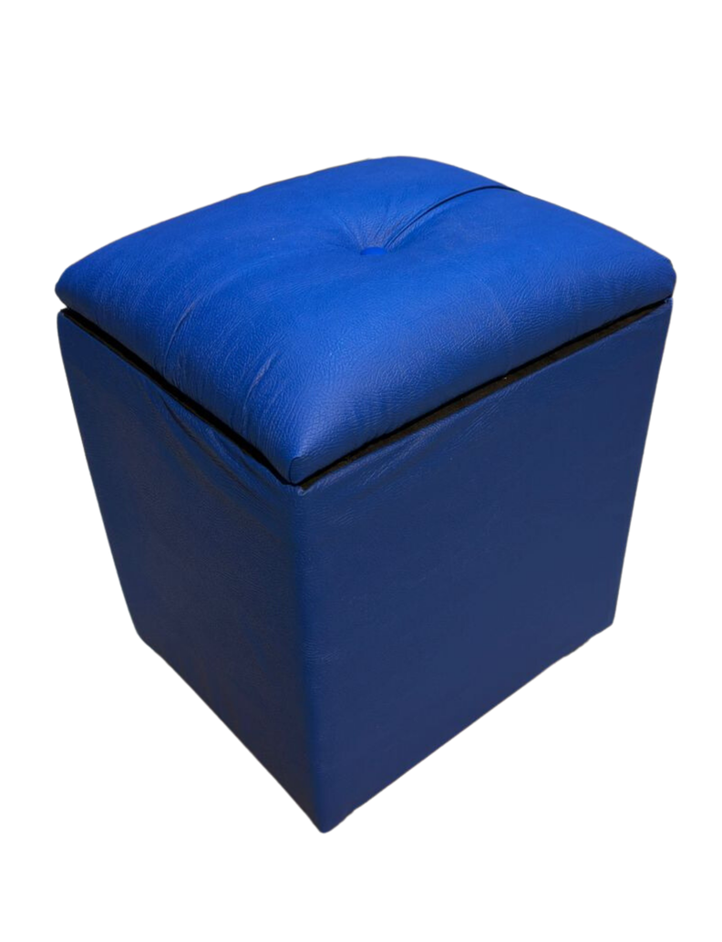 Pouf Baul Azul Eco Cuero Botone 40x33x50 Rimar-1