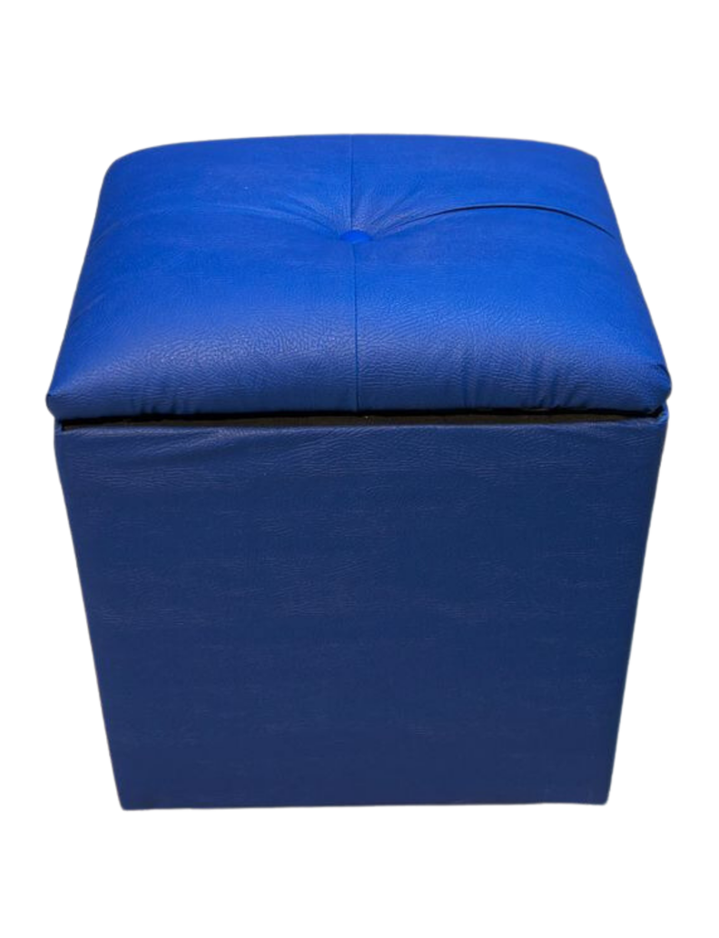 Pouf Baul Azul Eco Cuero Botone 40x33x50 Rimar-3