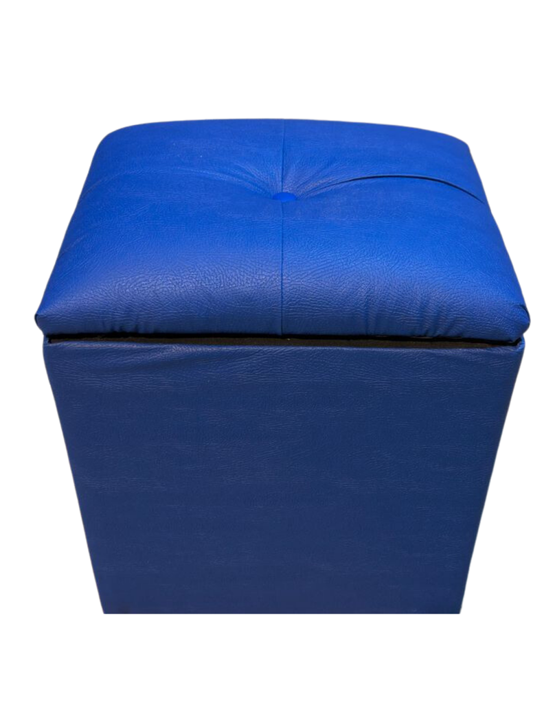 Pouf Baul Azul Eco Cuero Botone 40x33x50 Rimar-4