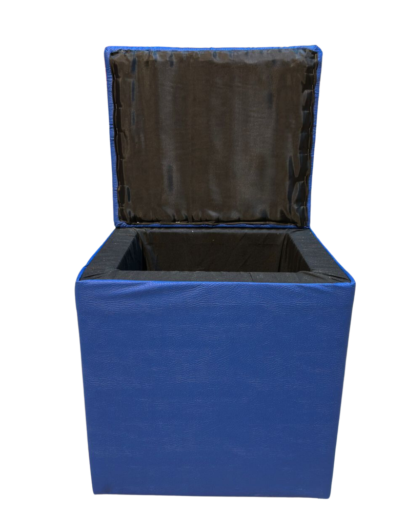 Pouf Baul Azul Eco Cuero Botone 40x33x50 Rimar-5