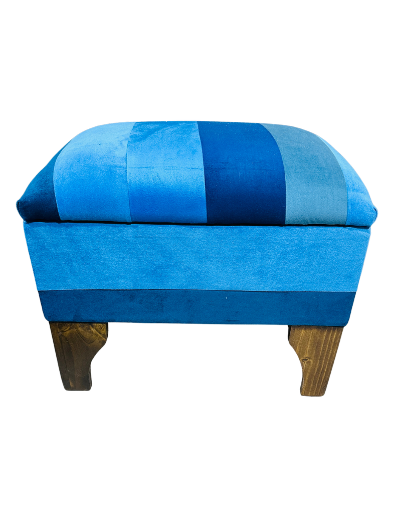 Banqueta Baúl azules Felpa 60x40x45x20 Muebles Rimar-0